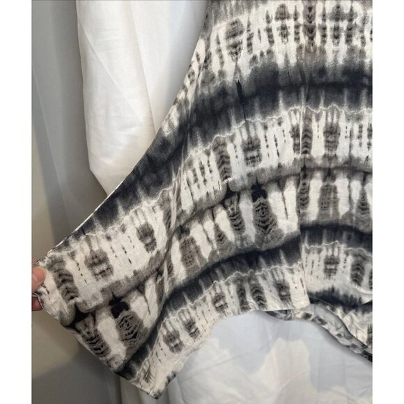 BRYN WALKER NOA Cream Black Tie Dye Linen Cowl Neck Asymmetrical Hem Tunic XS - Picture 3 of 10